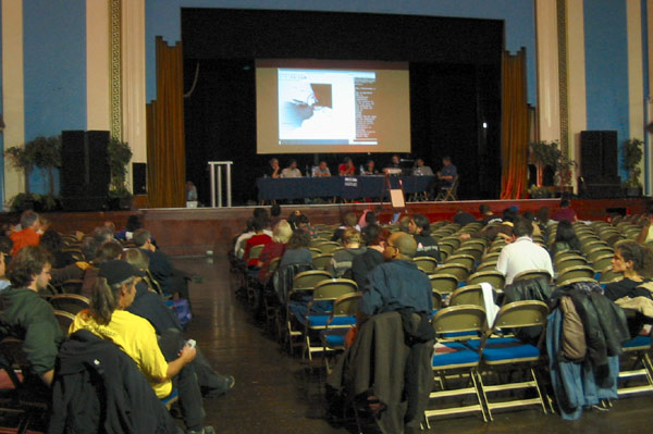 the main hall with a panel dissusion under way